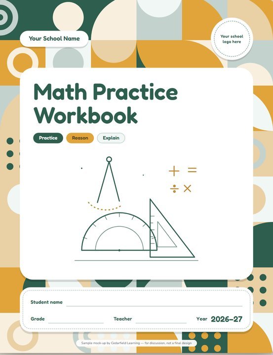 Math Practice Workbook — Playful style