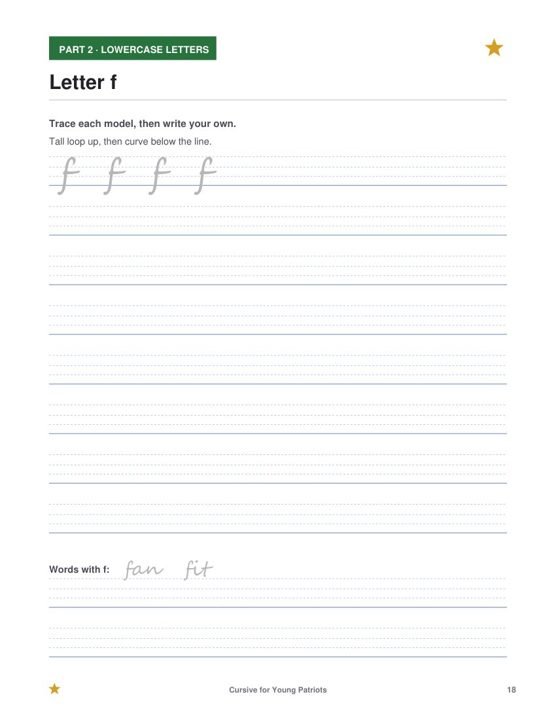 Sample exercise page — Cursive · Grades 3–6
