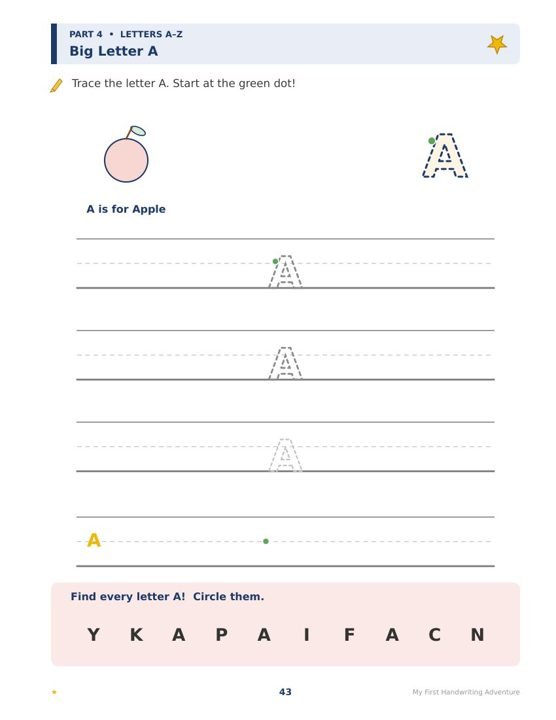 Sample exercise page — Letter formation · Pre-K